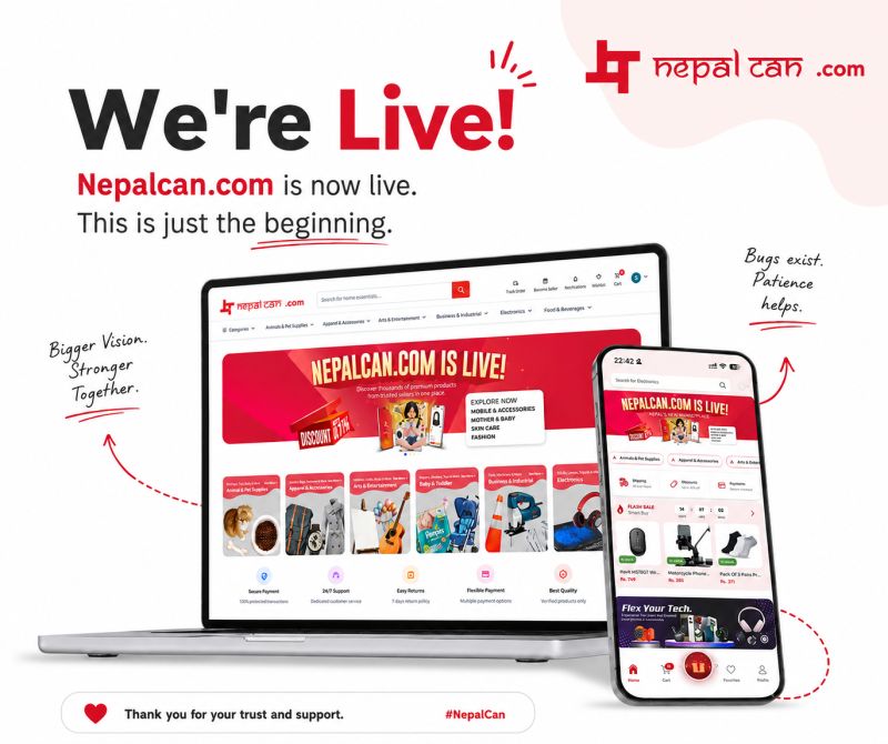 NepalCan.com is live on Bhadra 1, 2083. 70,000 products, 1,000 sellers, Nepal Can Move delivery